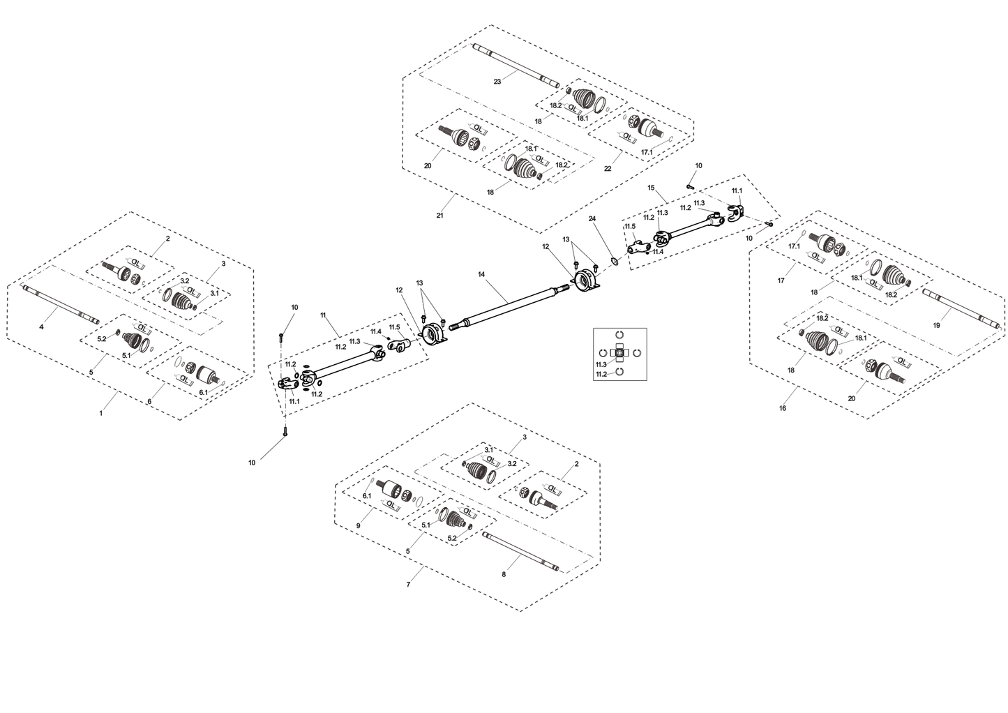 Transmission system assembly (narrow version) TRANSMISSION SYSTEM ASSEMBLY (NARROW VEHICLE VERSION)