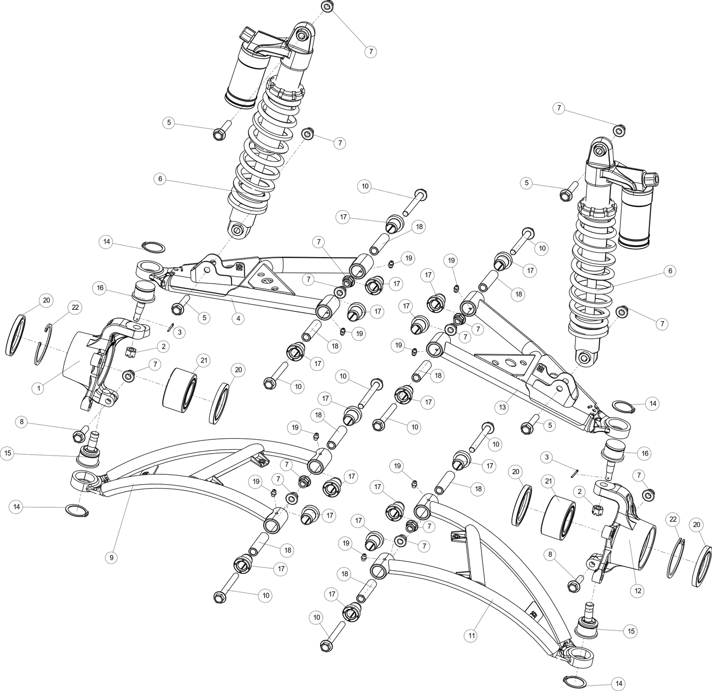 SUSPENSION AVANT, VERSION ÉTROITE système de suspension avant