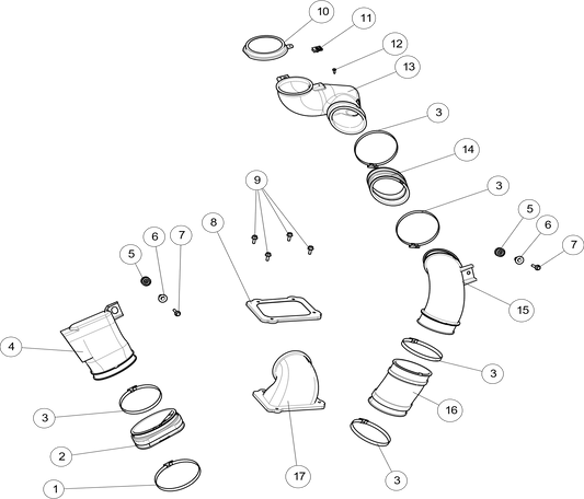CVT intake  CVT Inlet and outlet tracheal combination