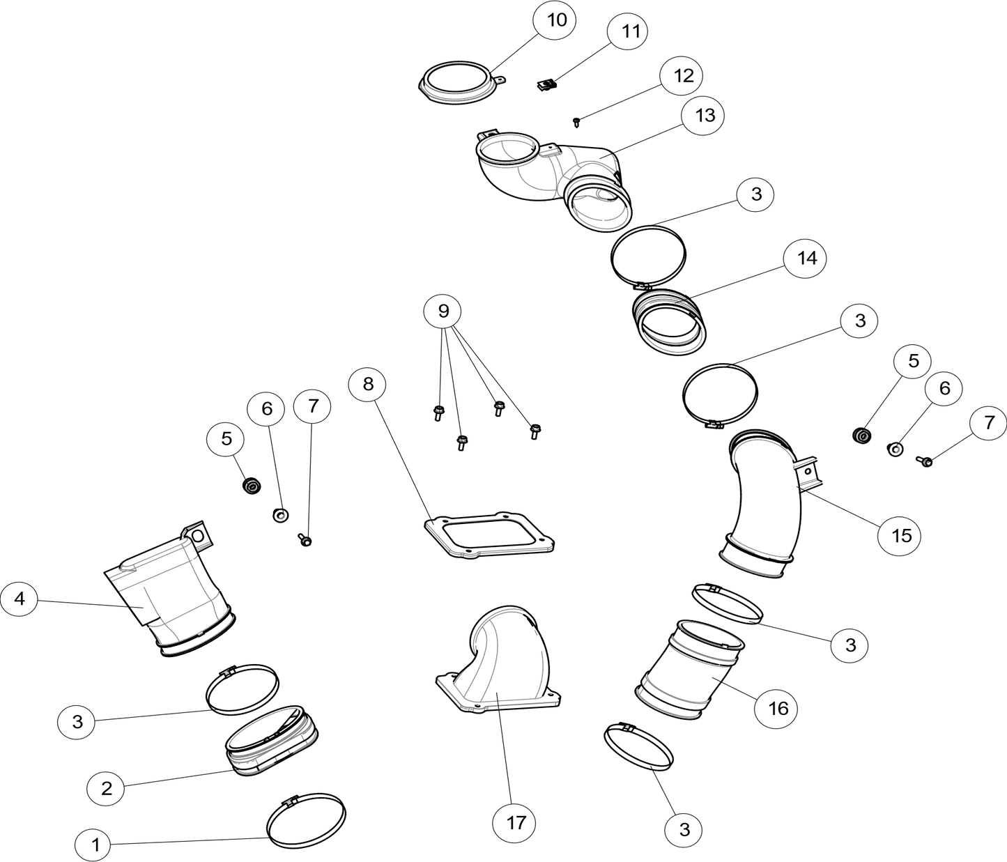 CVT intake  CVT Inlet and outlet trachea combination