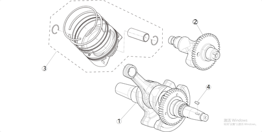 GROUPE VILEBREQUIN, ARBRE D'ÉQUILIBRAGE ET PISTON
