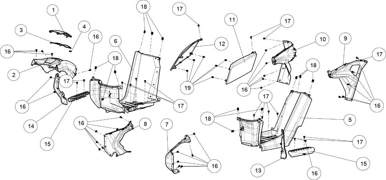 EXTERNAL PLASTIC PARTS(MIDDLE) AT6S SHORT VERSION