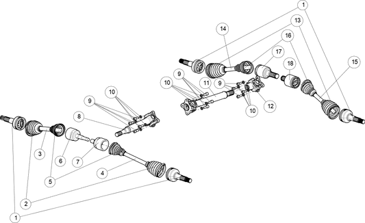 COMPOSANT D'ARBRE À MOITIÉ AUTOUR (GSP) VERSION COURTE