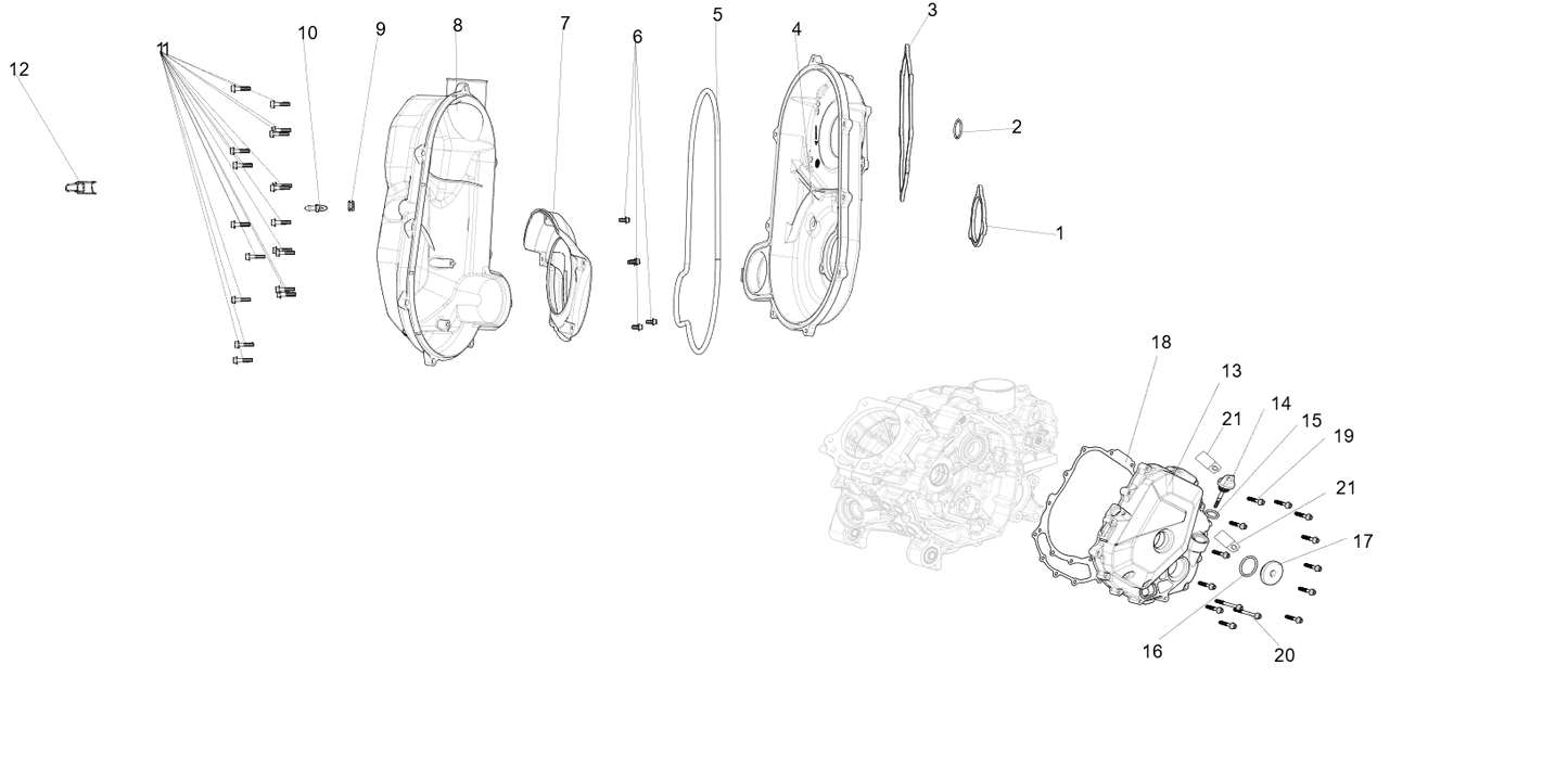 COUVERCLE DE TRANSMISSION À VITESSE CVT ET COUVERCLE DE CARTER GAUCHE