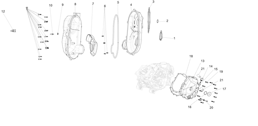 COUVERCLE DE TRANSMISSION À VITESSE CVT ET COUVERCLE DE CARTER GAUCHE