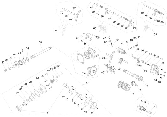 TRANSMISSION SHAFT AND GEAR SHIFT PARTS