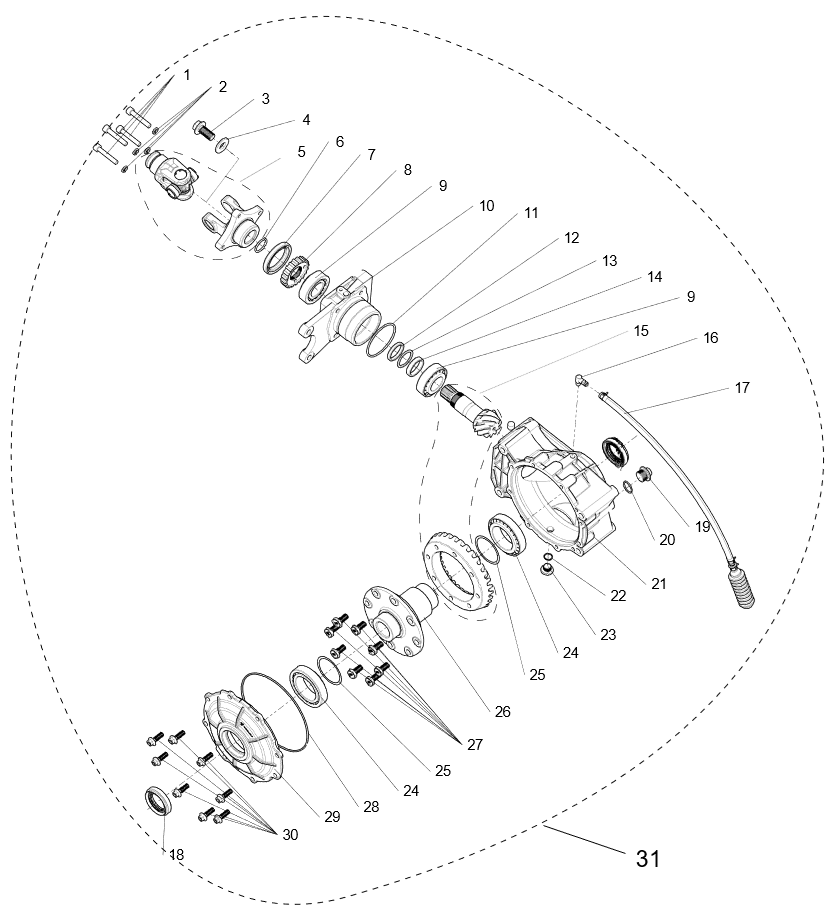 JN REAR AXLE(no differential, no ABS) LONG VERSION