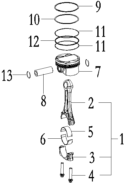 Piston and connecting rod PISTON AND CONNECTING ROD