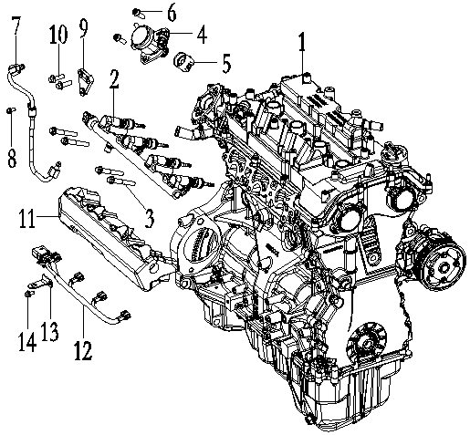 Fuel main pipe assembly FUEL DELIVERYF PIPE AND INJECTOR ASSY