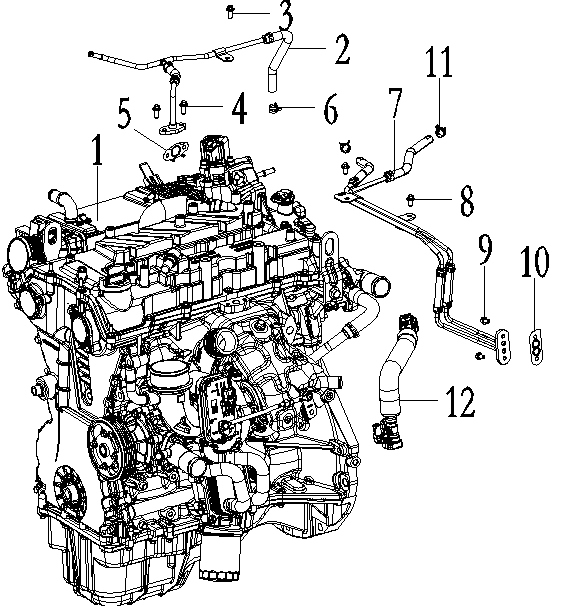 Supercharger inlet and outlet pipe assembly PIPE ASSY, WATER