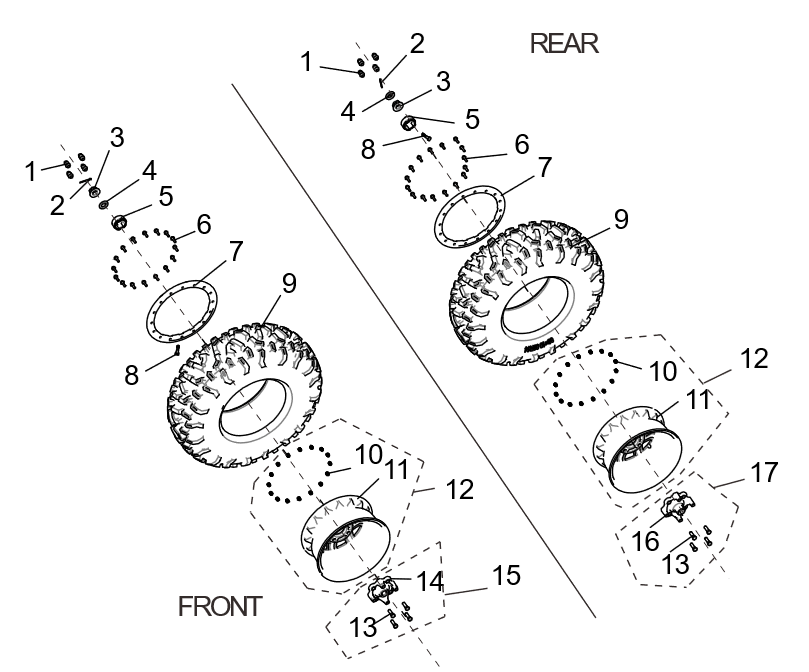 COMBINAISON DE ROUES (JANTES À VERROUILLAGE DE PNEUS 30 POUCES US)