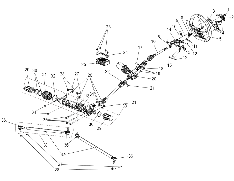 Steering system (narrow version) STEERING SYSTEM (NARROW VEHICLE VERSION)