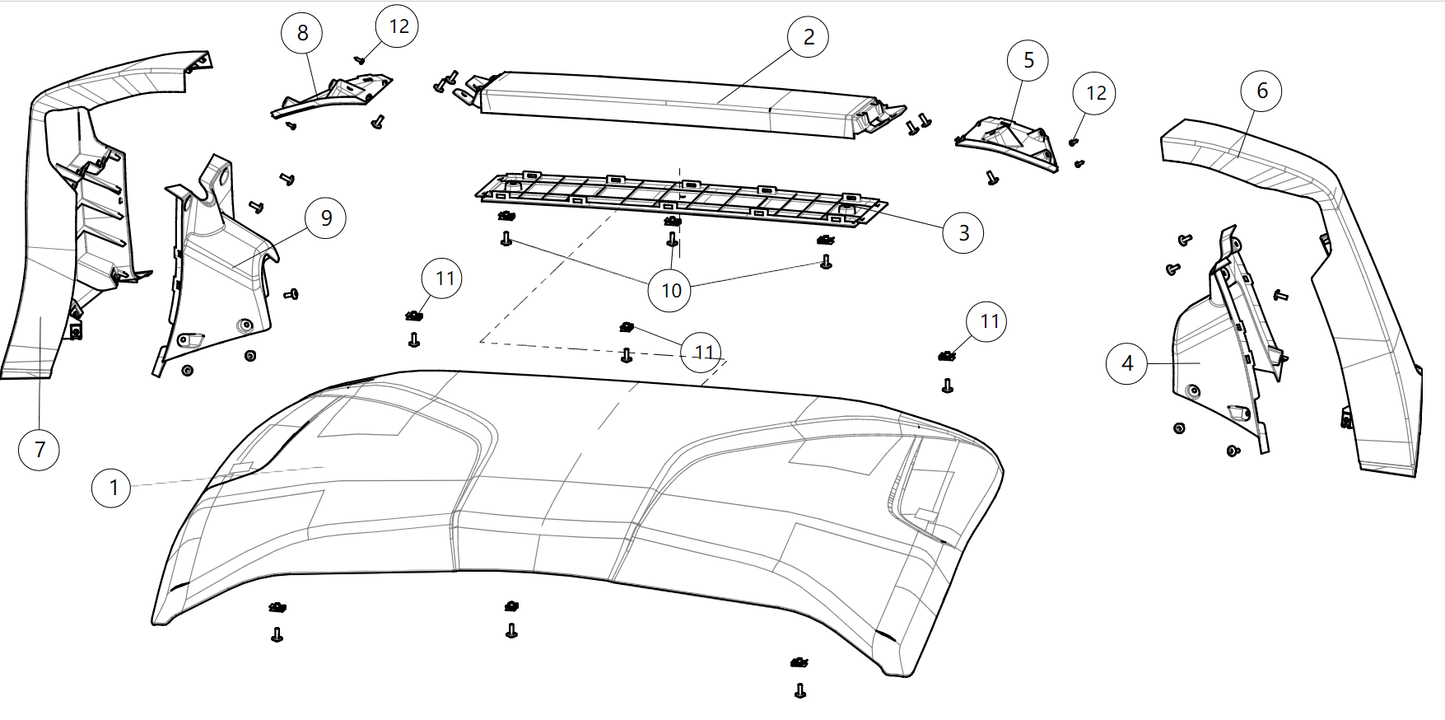Rear upper rubber and plastic parts REAR UPPER RUBBER AND PLASTIC PARTS