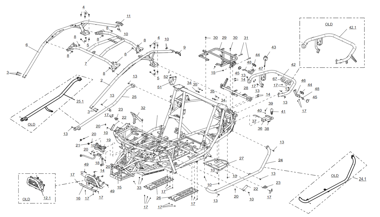 Frame assembly (US NARROW VEHICLE VERSION)