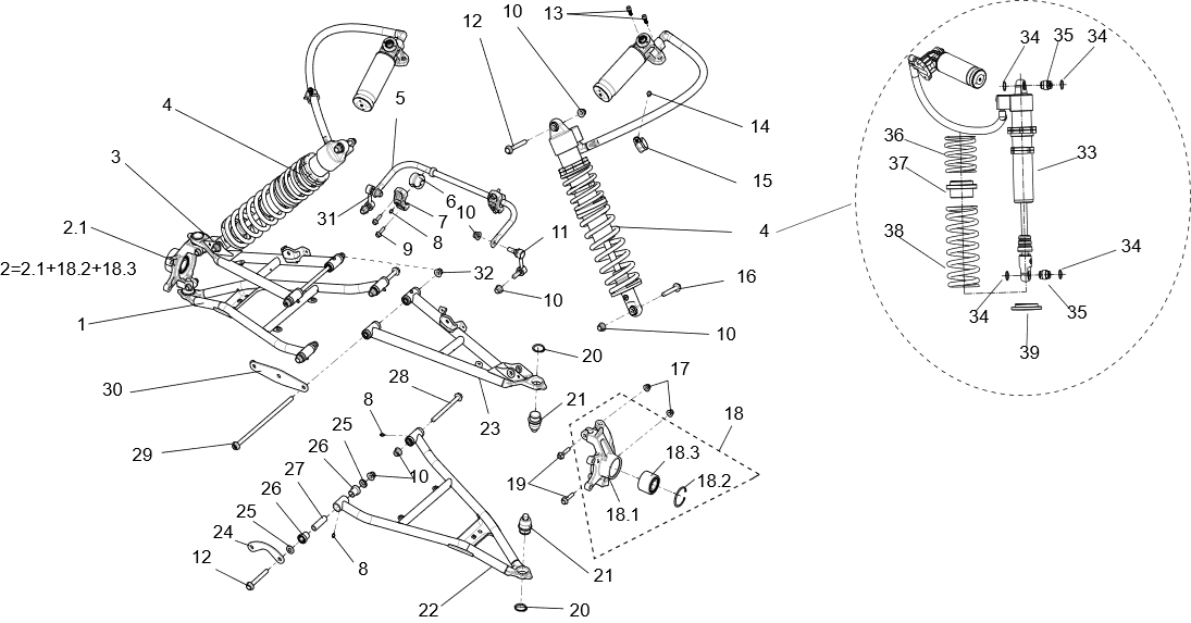 ENSEMBLE DE SUSPENSION AVANT (VERSION POUR VÉHICULE ÉTROIT)