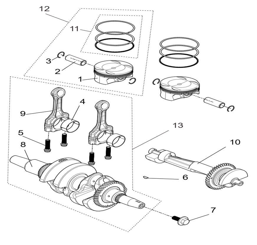 Crankshaft connection rod&piston assembly