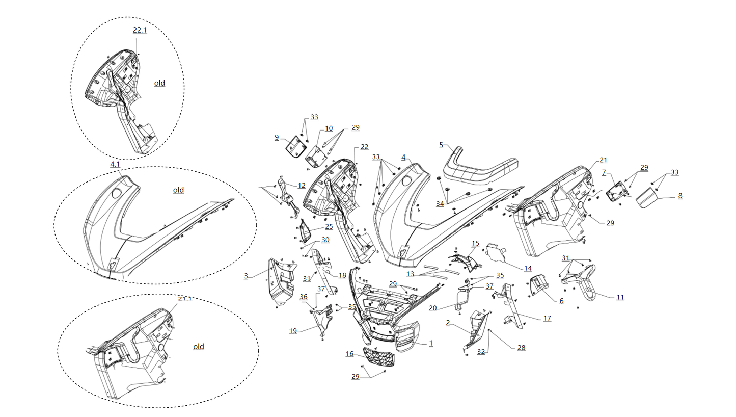 PIÈCES AVANT EN CAOUTCHOUC ET EN PLASTIQUE