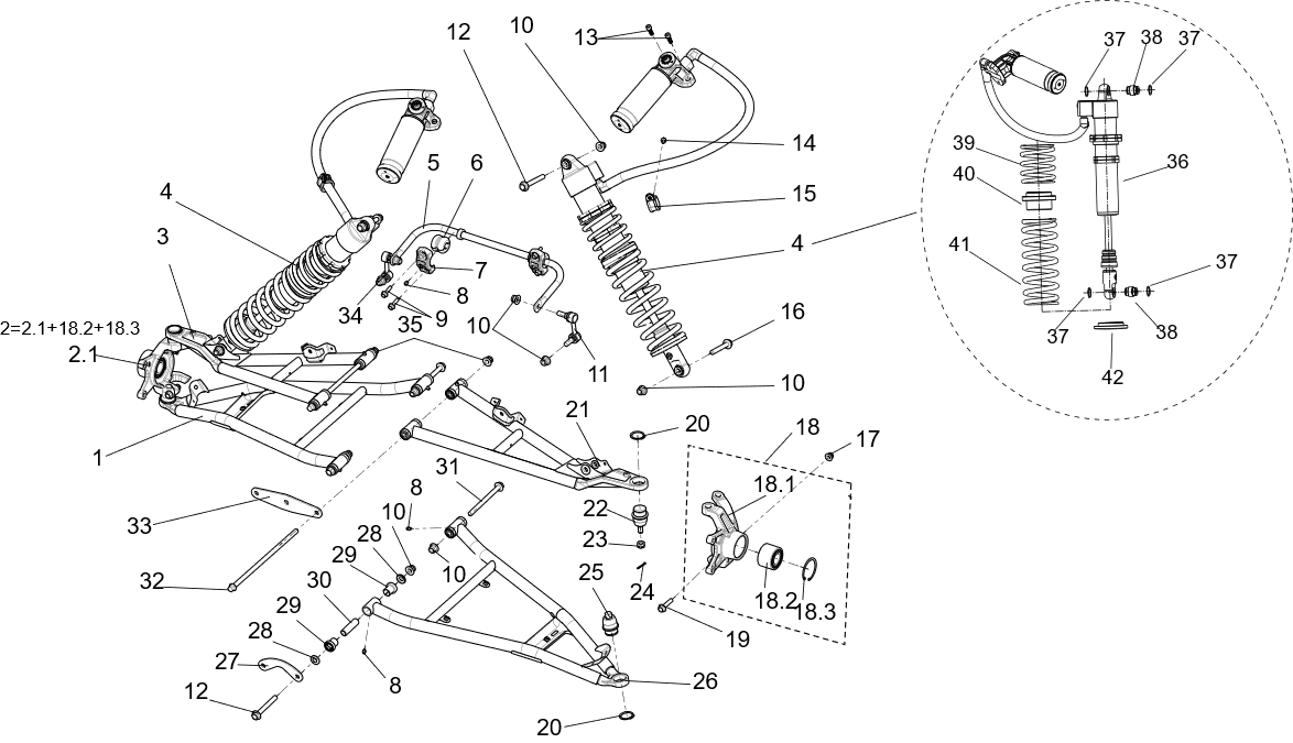 FRONT SUSPENSION ASSEMBLY (WIDE VEHICLE VERSION)