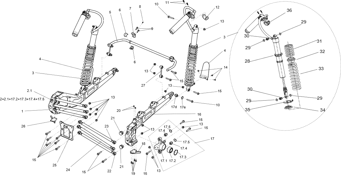 ENSEMBLE DE SUSPENSION ARRIÈRE (VERSION POUR VÉHICULE ÉTROIT)