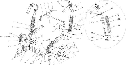 ENSEMBLE DE SUSPENSION ARRIÈRE (VERSION POUR VÉHICULE ÉTROIT)