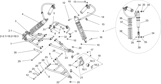 ENSEMBLE DE SUSPENSION AVANT (VERSION POUR VÉHICULE ÉTROIT)