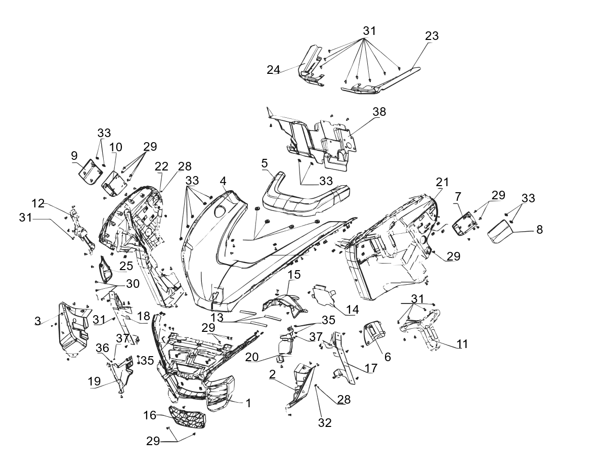 FRONT RUBBER AND PLASTIC PARTS