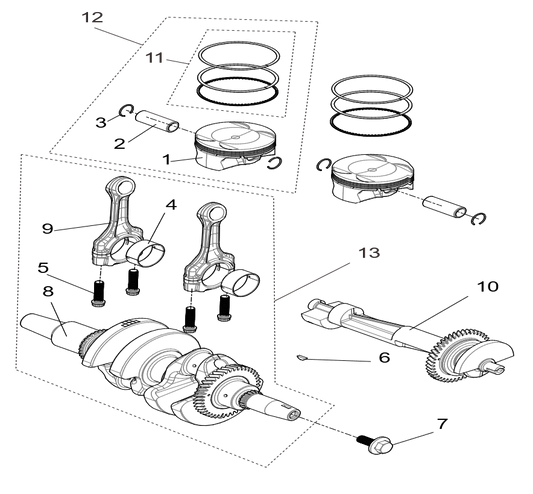 Crankshaft connection rod&piston assembly