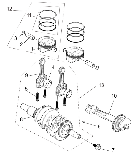 Crankshaft connection rod&piston assembly
