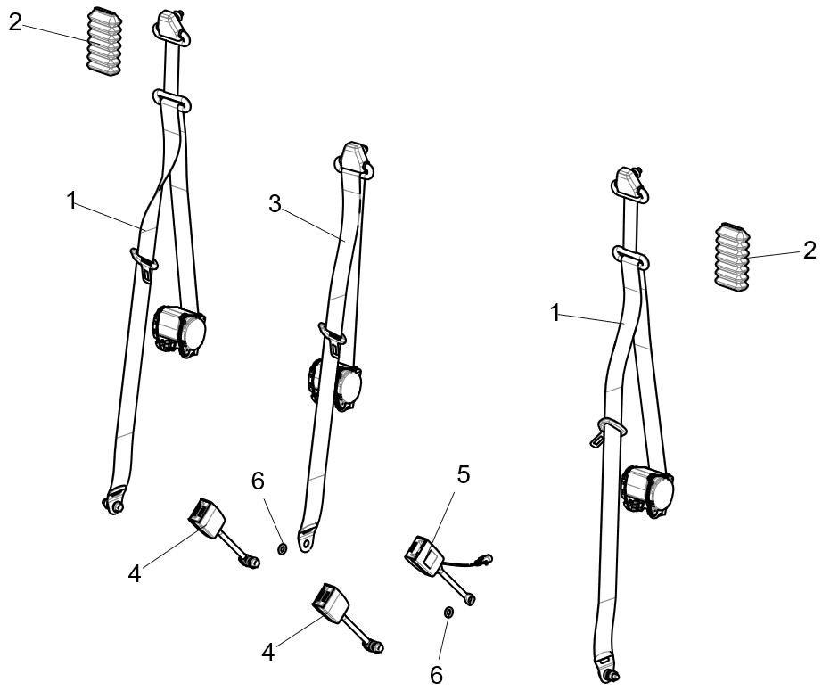 Assemblage de la ceinture de sécurité - Norme américaine