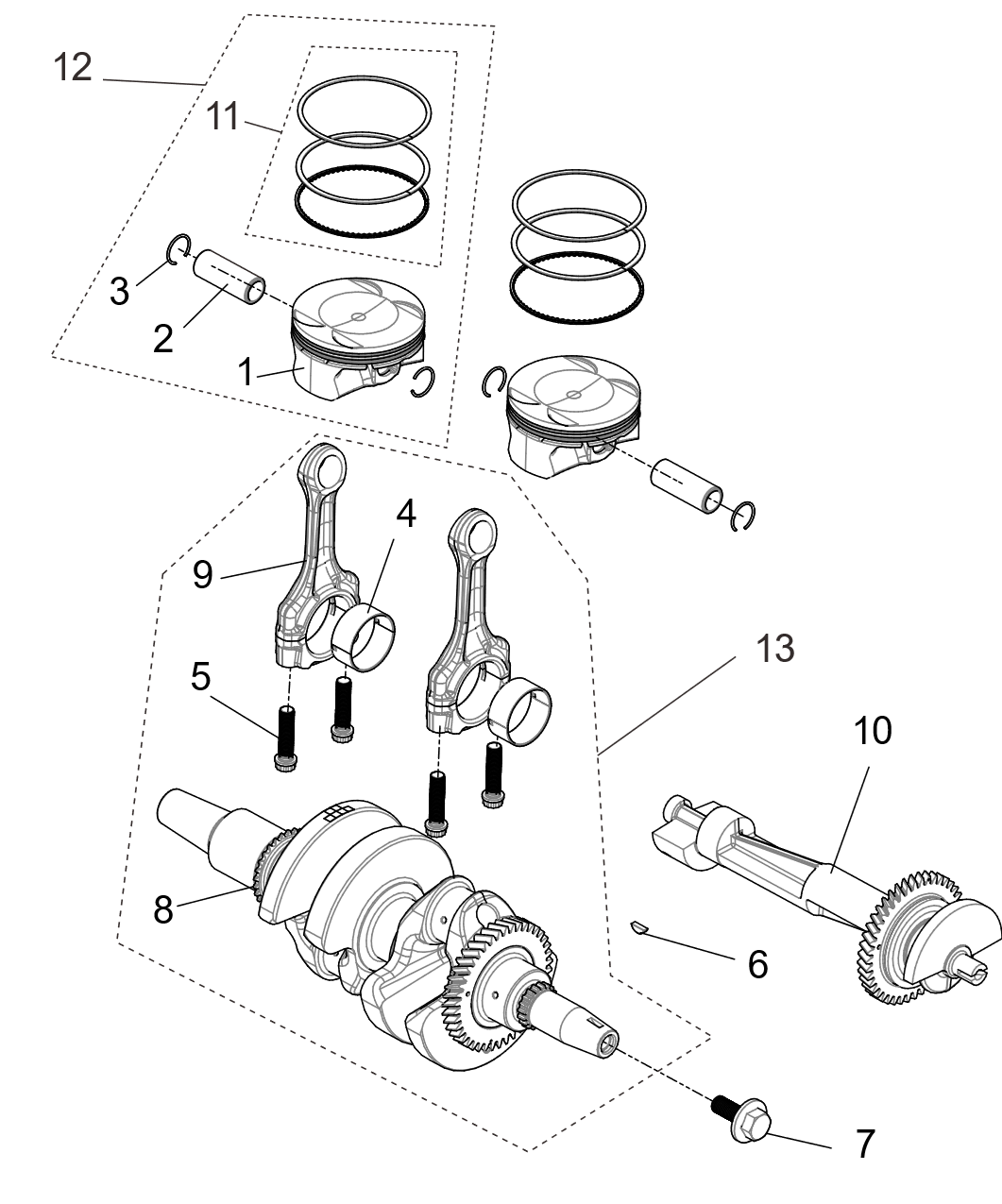 Crankshaft connection rod&piston assembly