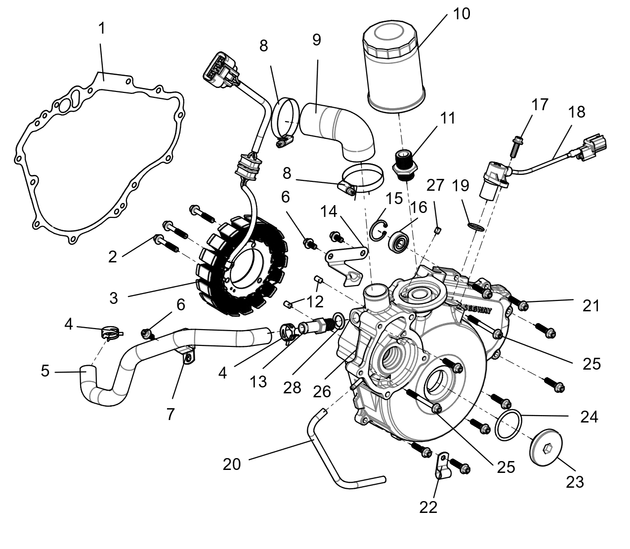 Left crankcase cover sub-assembly