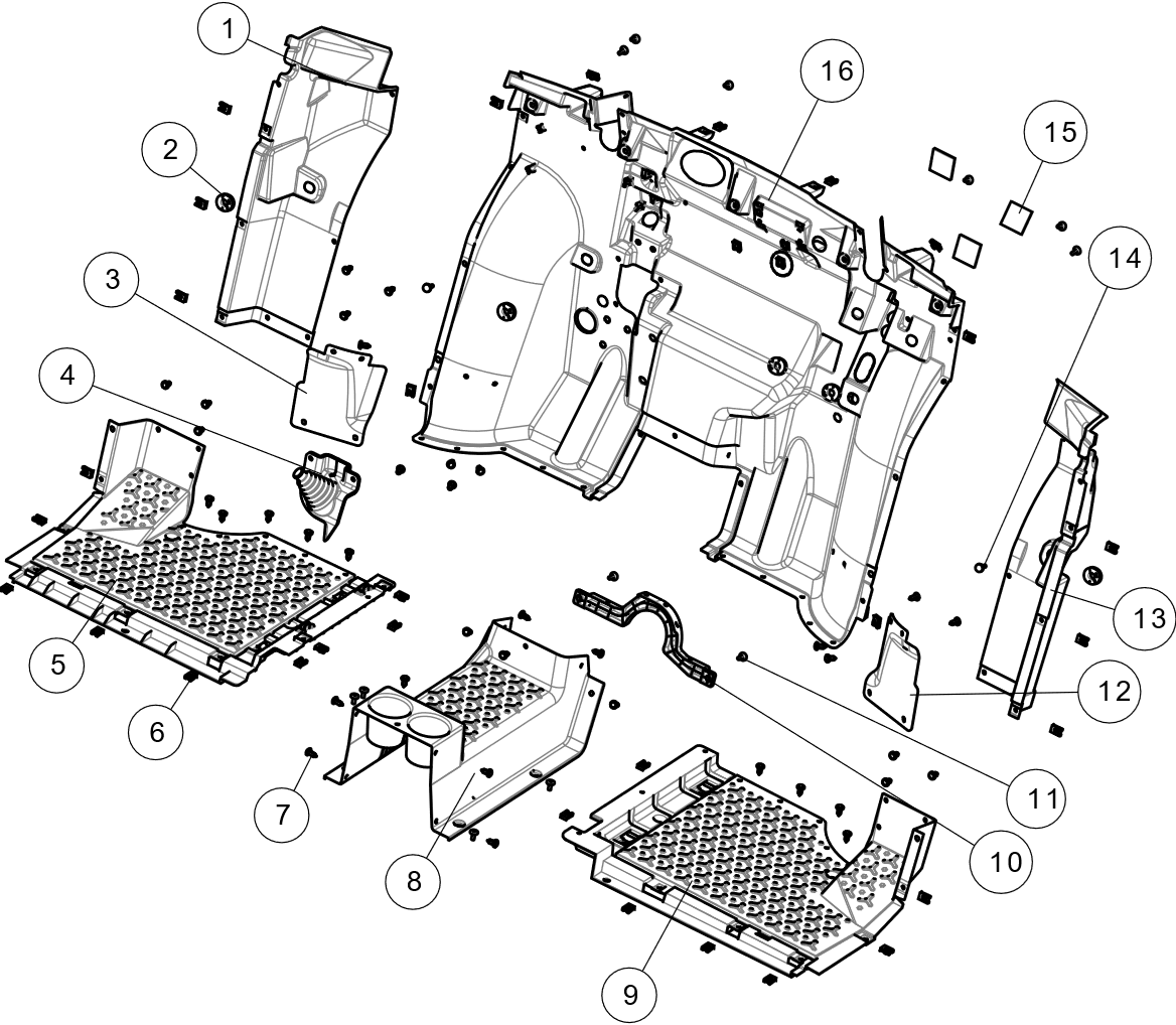 PIÈCES DE LA PÉDALE DU COCKPIT Pièces en plastique du cockpit