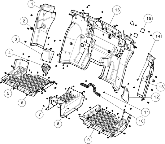 PIÈCES DE LA PÉDALE DU COCKPIT Pièces en plastique du cockpit