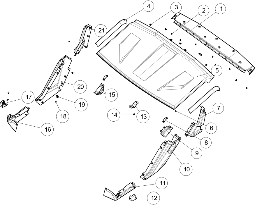 ROOF AND EXTERNAL PLASTIC PARTS Plastic parts on the outside of the ceiling